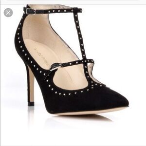 Marc Fisher Black Suede T-Strap Pumps 8M